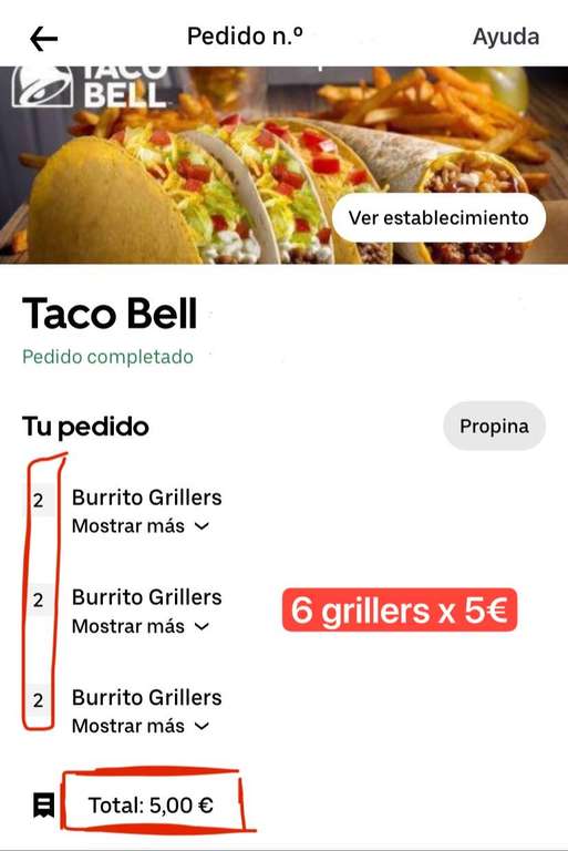 2x1 burritos en Taco Bell x UberEats