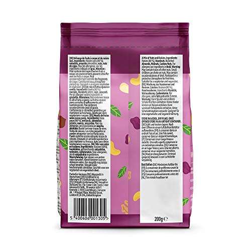 Marca Amazon - Happy Belly Mezcla de frutos secos y pasas, 200 g