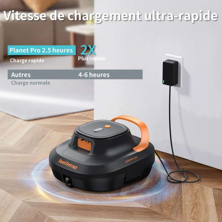 Robot Limpiafondos Piscina sin Cable, para Piscinas Planas de hasta 120 m² Dura 120 Minuto, Succión Potente