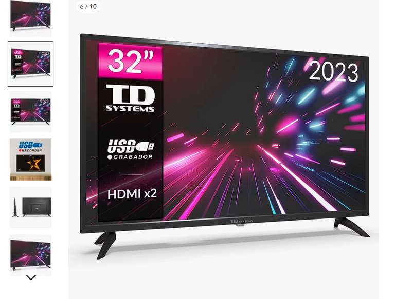 Televisor 32 Pulgadas HD, TD Systems precio sin cupones con cupones menos