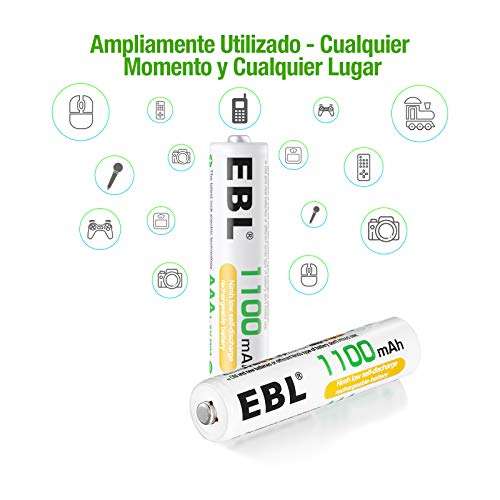EBL 1100mAh AAA Pilas Recargables Ni-MH de 1,2V para los Equipos Domésticos (16 Unidades) (0,94€/U)