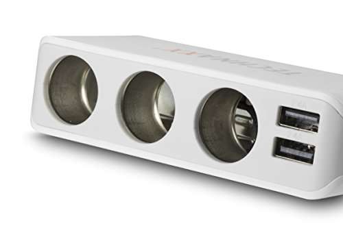 Technaxx Cargador de coche de 4 puertos USB con 3 tomas de mechero - Carga rápida para 4 dispositivos, DC 12V~24V