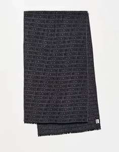 Bufanda MOSCHINO negra con estampado integral del logo de lana