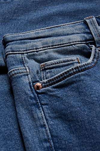 C&A Pantalones vaqueros de 5 bolsillos para mujer, de algodón de cintura alta, elásticos, vaqueros.