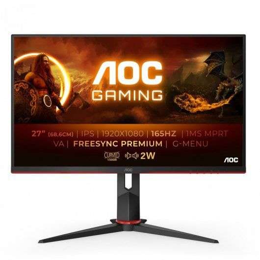 Monitor gaming - AOC C27G2AE/BK, 27" FHD, 1 ms, 165 Hz, Curvo, Low Input Lag, FreeSync Premium. 199€ en Media Mark.