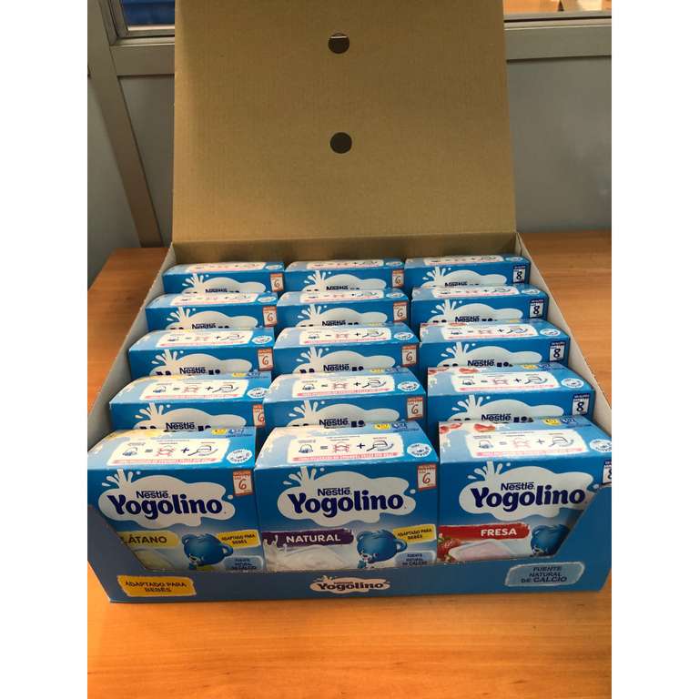 Nestlé Postre lácteo Yogolino 4x100 ml (Pack x15) (5x Fresa/5x Plátano/5x Natural) (Fecha caducidad: 28/2/2023