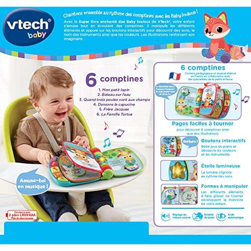 VTech - Super Libro Encantado de Baby Loulous Azul, Libro Interactivo Bebé - 6 /36 Meses - Versión ES