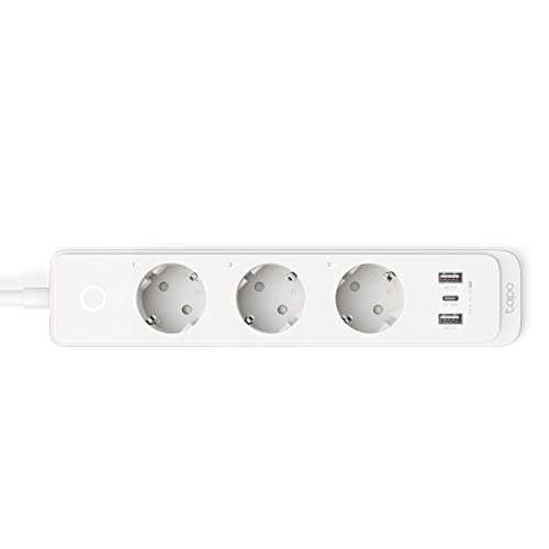 TP-Link Tapo P300 - Regleta inteligente 3 Enchufes y 3 USB, Carga rápida de 18 W, Compatible con Alexa y Google Home