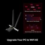 Tarjeta de Red Wi-Fi 6E TP-Link Archer TXE72E AXE5400, Triple Band 6GHz/5GHz/2.4GH, Bluetooth 5.2, Antena Wi-Fi Externa Ajustable, WPA3