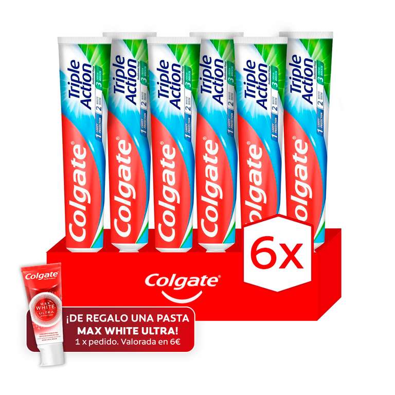 Pasta de dientes Colgate Triple Action anticaries y frescor a menta 75ml. Pack de 6 (Envío gratis) - (4,01€ NUEVO USUARIO)