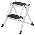 SONGMICS Escalera de 2 Peldaños, Plegable, Goma Antideslizante, con Asa, Carga