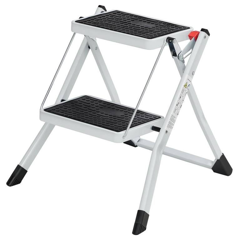 SONGMICS Escalera de 2 Peldaños, Plegable, Goma Antideslizante, con Asa, Carga