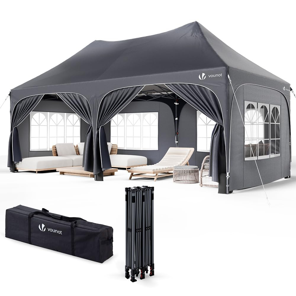 VOUNOT Carpa Plegable Gazebo 3x6m con Laterales con Sacos Arena y Bolsa Transporte
