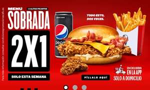 2x1 menú La sobrada + 2 alitas picantes en KFC (sólo esta semana, desde la App, a domicilio)