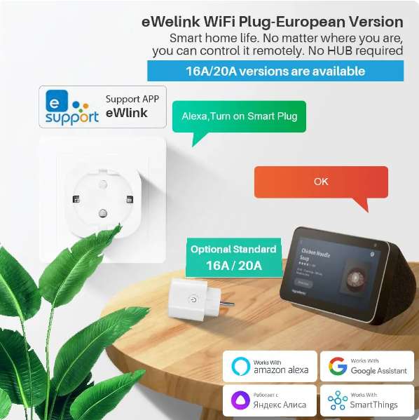 SMART LIFE Enchufe Inteligente 16A Wifi 2 Puertos USB  Alexa Y Google  Home