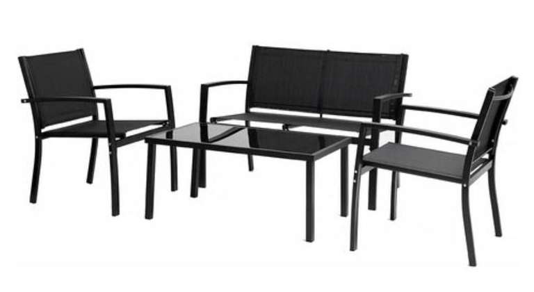 Conjunto de muebles bajos de jardín Lino de 4 plazas en color negro.