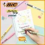 BIC Highlighter Grip Pastel Marcadores de Punta Biselada Regulable - Colores surtidos, Pack de 6 subrayadores pastel