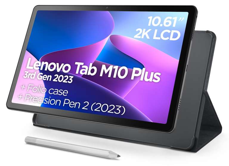 Lenovo Tab M10 Plus (3rd Gen) Tablet de 10.61" 2K (Snapdragon SDM680, 4GB de RAM,128GB amp. hasta 1TB,4 Altav,WiFi) Precision Pen 2 + Funda
