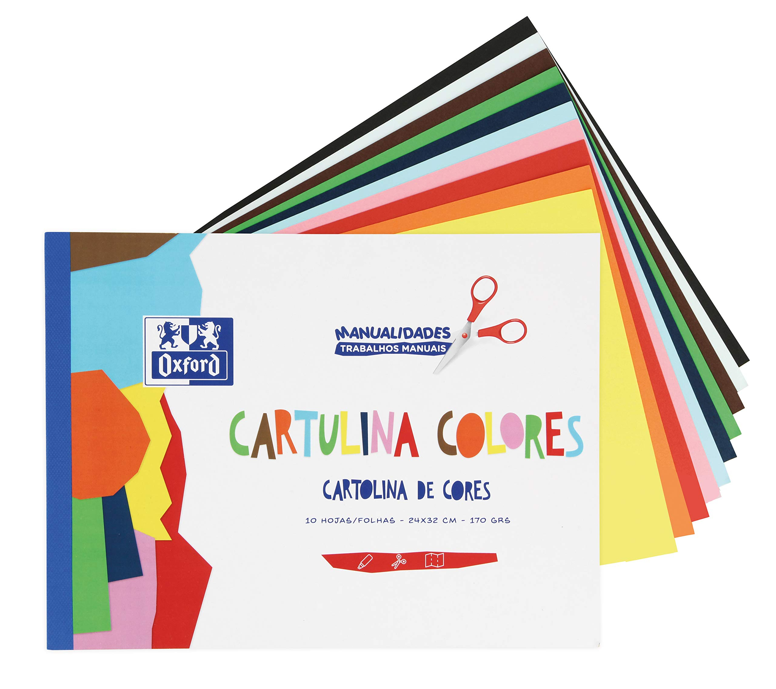 Oxford Bloc de Cartulinas de Colores, 10 hojas, 170g