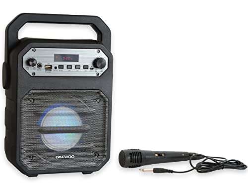 Altavoz Karaoke Bluetooth Daewoo DSK-345, Karaoke Portátil, Bluetooth, Radio FM, Micro con Cable, Potencia de 15W