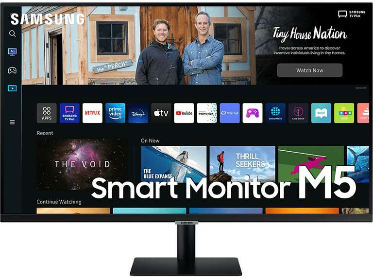Monitor - Samsung Smart Monitor M5 LS27BM500EUXEN, 27" Full HD, 4 ms, 60 Hz, Bluetooth 4.2. 1x HDMI 1.4. 1x HDMI 2 EA. 2x USB-A, Negro