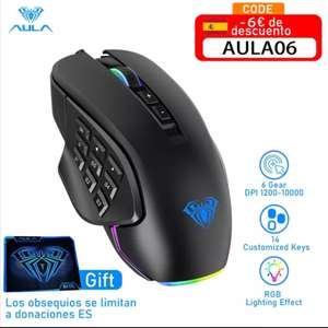 AULA-ratón Gaming H510 RGB con botones laterales. 10000 DPI