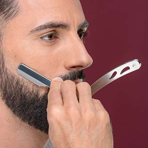 Navaja Afeitar Barbero de Sapiens Barber Shop - Navaja de Afeitar Profesional para Barba con 10 Cuchillas de Afeitar Derby (20 Cuchillas )