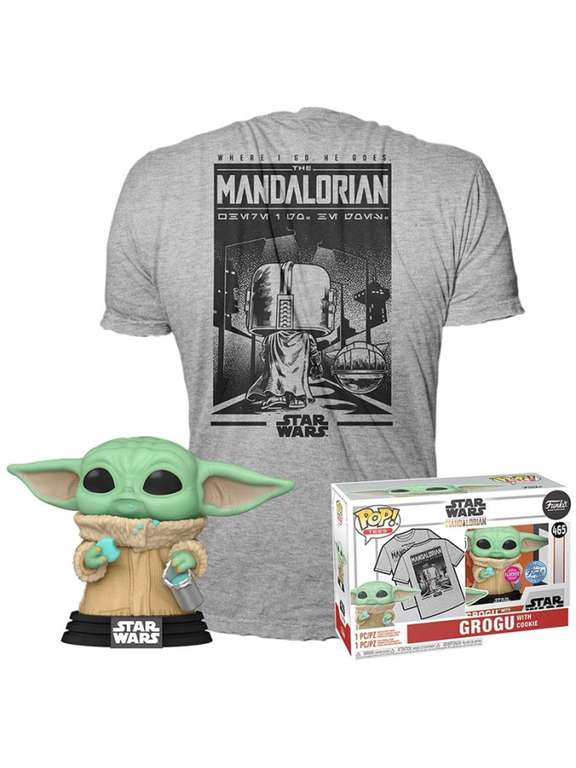 Funko Pop Grogu flocked + Camiseta The Mandalorian