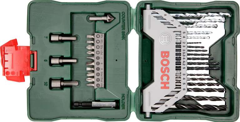 Bosch Profesional 33 uds. Set de puntas atornillar y brocas X-Line (para madera, mampostería metal, accesorios para taladro destornillador)