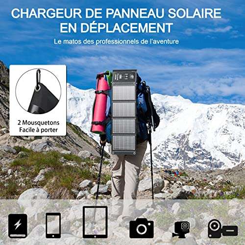 ELECAENTA 30W PD18W Cargador Solar Portátil 3 Puertos USB Panel Solar Plegable Impermeable