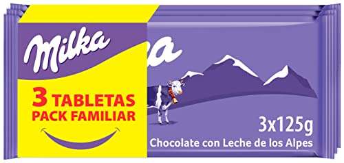 2 packs de 3 Tabletas Milka de Chocolate con Leche de los Alpes Pack Formato Familiar