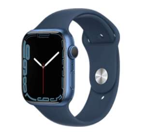 Apple Watch Series 7, GPS, 45 mm, Caja de aluminio Azul, Correa deportiva color Abismo
