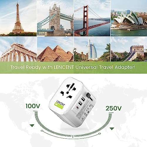 Adaptador Enchufe de Viaje Universal, Cargador de Pared Internacional con 2 USB A y 1 USB C, Adaptador para Más de 200 Países
