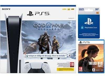 Consola PS5 + God of war Ragnarök + The last of us + Tarjeta 20€ PSN