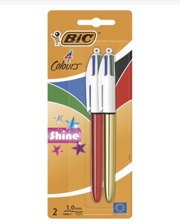 Pack X 2 BIC 4 colores SHINE