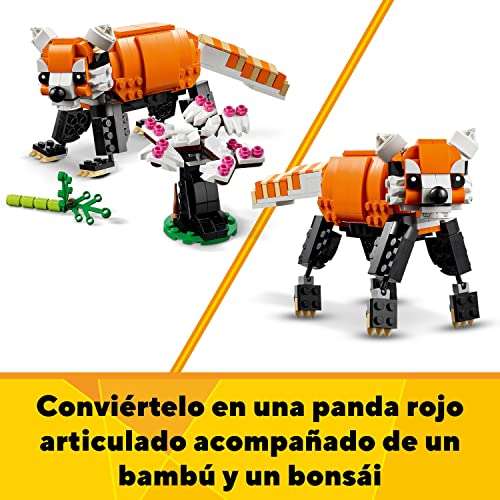 LEGO 31129 Creator 3en1 Tigre Majestuoso, Oso Panda o Pez, Set de Animales de Juguete para Construir, Juego Creativo