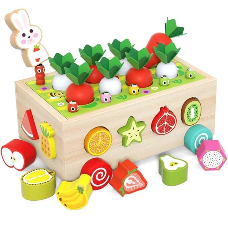Juguetes, juego de madera para niños, forma de caja de IQ, juguetes cognitivos de rábano, juguetes educativos tempranos, juguetes Montessori
