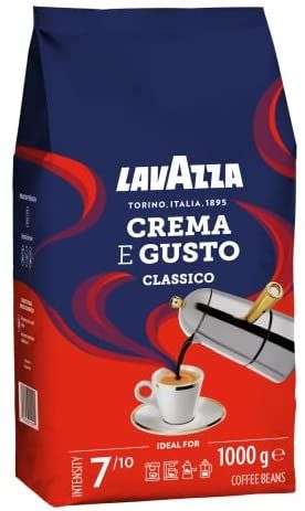 Lavazza Café en Grano Tostado Crema e Gusto, Café Espresso Arábica y Robusta, Paquete de 1 Kg