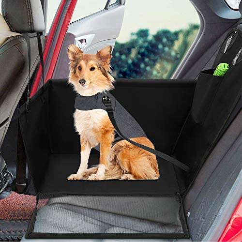 Protector de Asiento de Coche para Mascotas, Material Oxford 600D PVC Inferior con Cinturón de Seguridad para Viaje - 59x49x46 cm