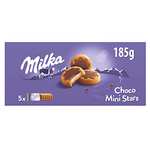 Milka Choco Mini Stars Galletas en Forma de Estrella con Relleno de Leche y Cubiertas con Chocolate con Leche de los Alpes 185g - Pack de 16