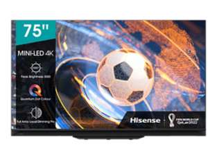 TV ULED 75" - Hisense 75U9GQ, UHD Premium 4K, Mini LED, HDR10+, 120Hz, Ultra motion, FALD, D. Atmos, Negro
