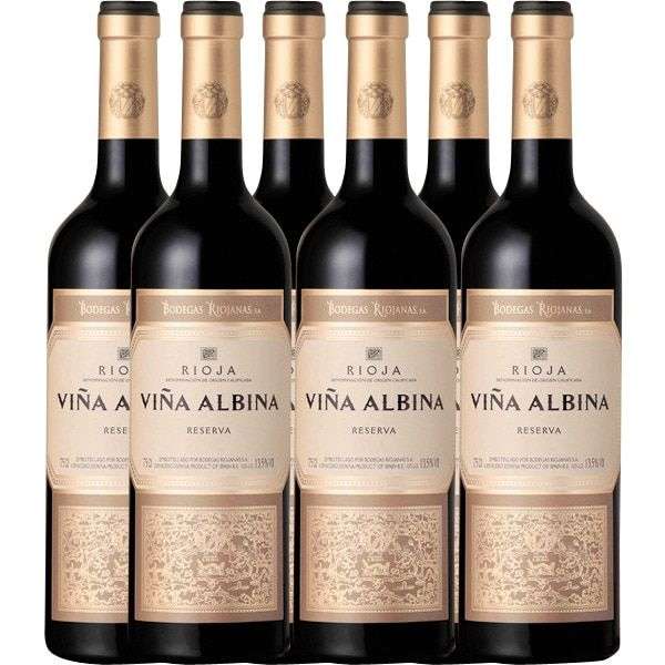 Viña Albina - Vino tinto reserva DOCa Rioja caja 6 botellas 75 cl (+ 50% de regalo para tu próxima compra)