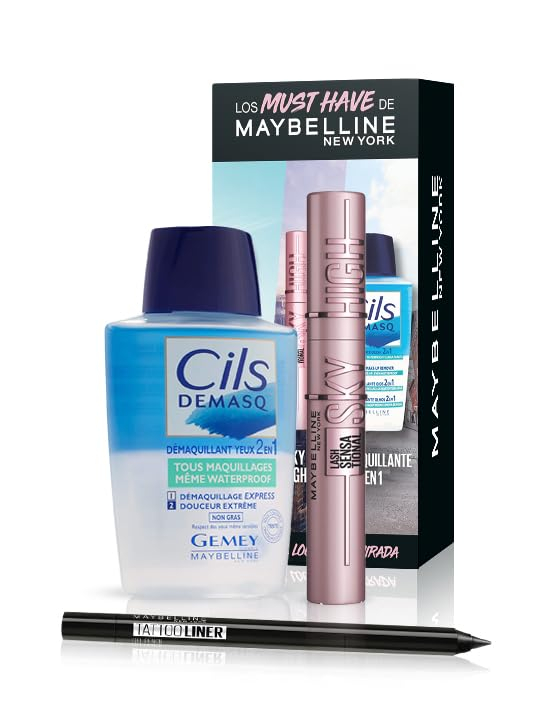 Maybelline New York Kit de Rutina de Ojos, Sky High, Tattoo Liner y Desmaquillante