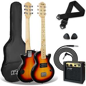 Pack guitarra eléctrica para niñ@s, amplificador portátil de 5 W, cable, bolsa, púas y correa