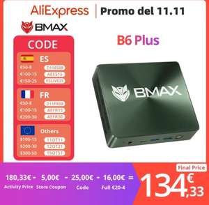 BMAX-Mini PC B6 Plus, Intel Core i3-1000NG4, hasta 3,2 GHz, 12GB LPDDR4, 512GB SSD, Wi-Fi 5 BT 4,2, Audio de 3,5mm, Windows 11 Pro