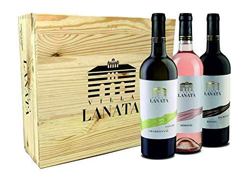 Pack 3 - Estuche Villa Lanata Langhe Chardonnay + Piemonte Rosato + Piemonte Rosso Vino Italiano - 3 X 750ml