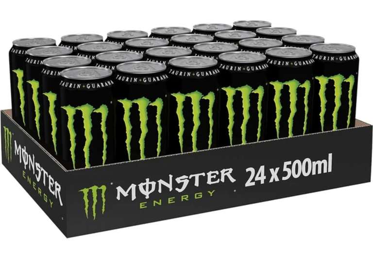 Monster Energy Original Bebida energética Pack de 24 latas 500 ml, Sabor Original.