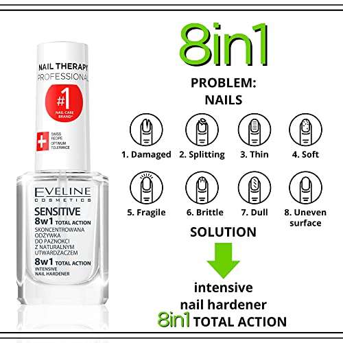 Nail Therapy Total Action 8 En 1 Sensitive Base 12Ml, Regenerador de uñas