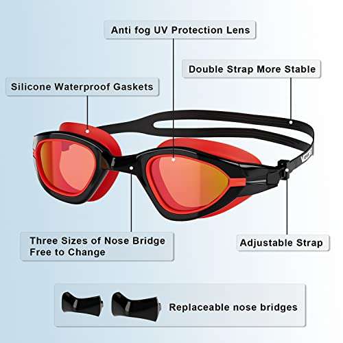 Gafas de natación anti-vaho con protección UV, sin fugas y con visión de 180 grados (varios modelos y colores a 4,80€ y 5,03€)
