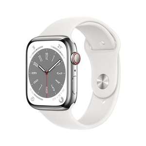 Apple Watch S8 45mm LTE Caja de acero inoxidable Plata y correa deportiva ( colores )